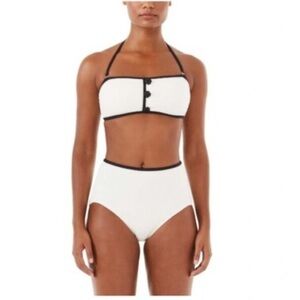 NWT Kate Spade Size S • Contrast Bandeau Pique Texture Bikini Top & Bottom Set.